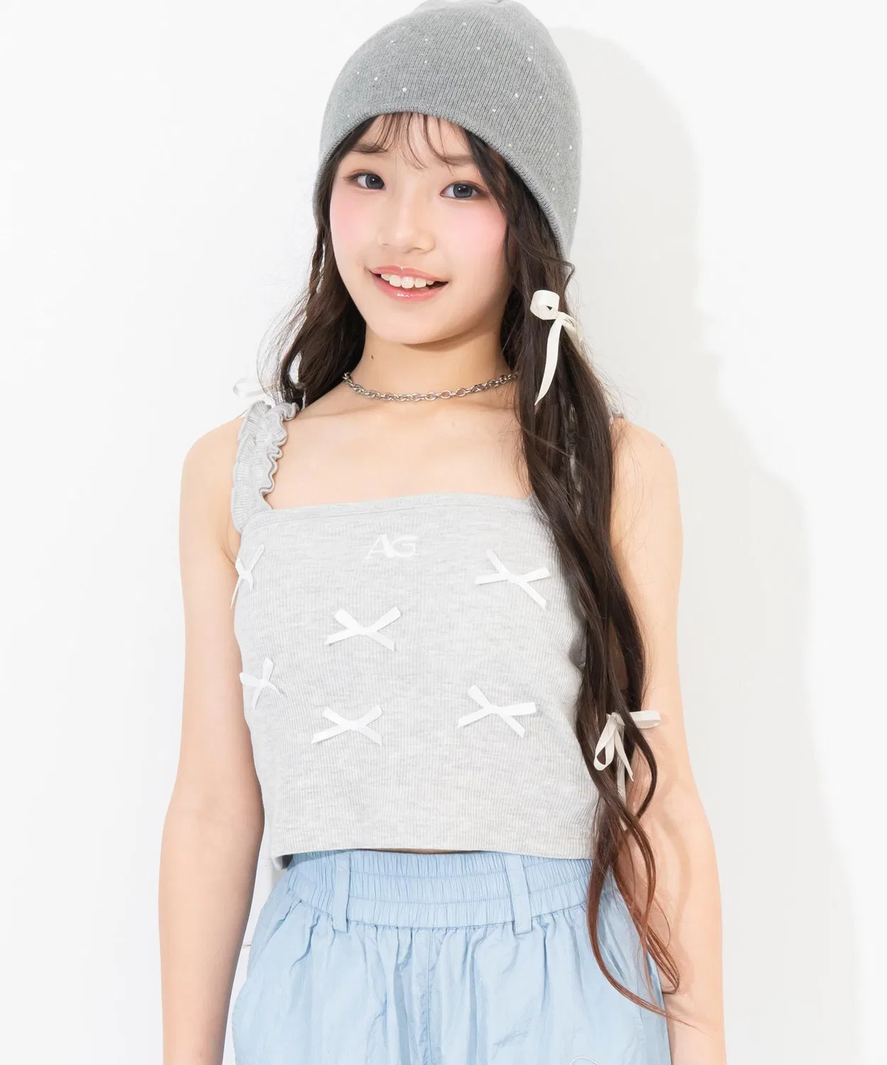 Детский топ-комбидресс без рукавов с принтом Ribbon ANAP GiRL, Light Grey