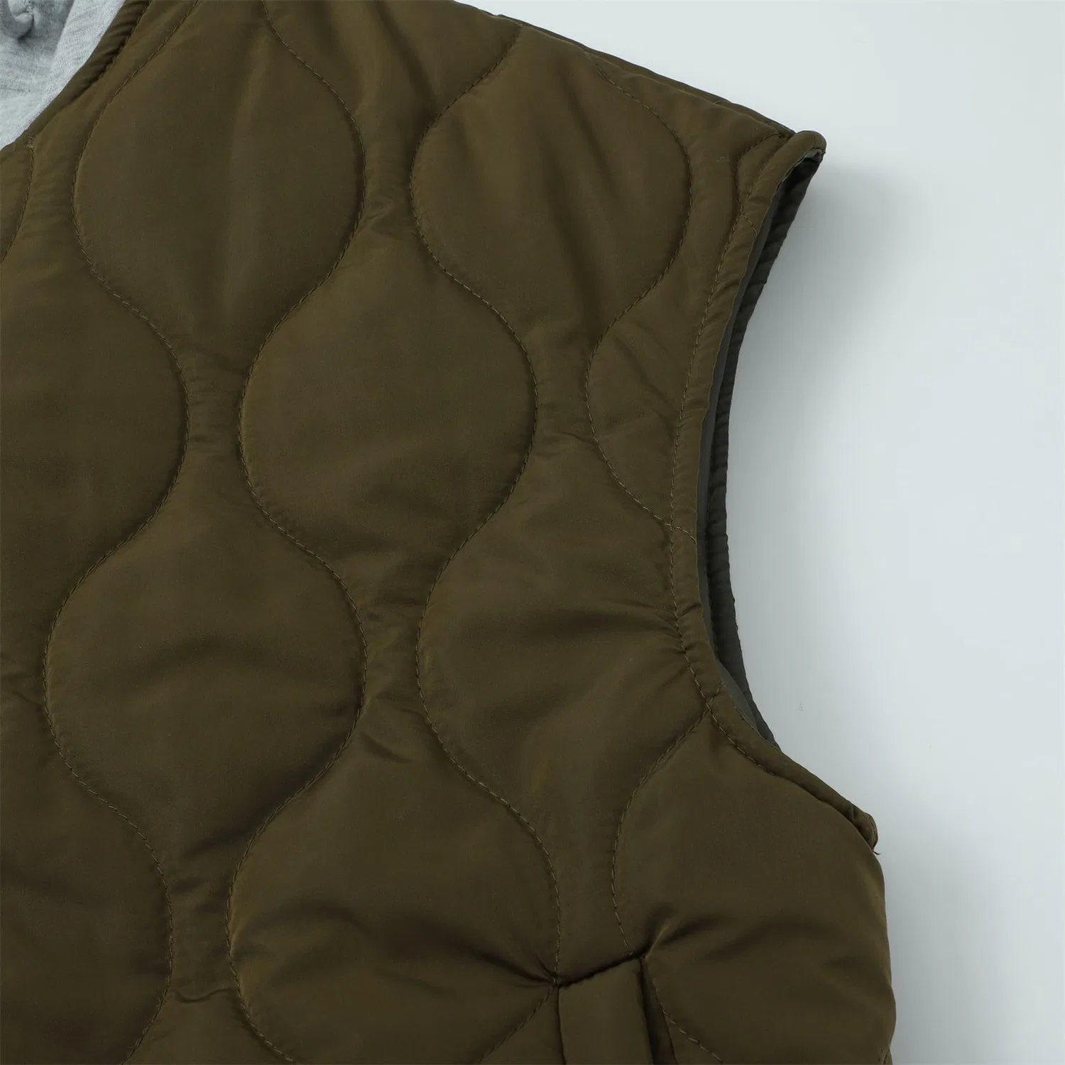 Женский стеганый жилет с капюшоном и молнией Donne Tinta unita Cotone Trapuntato Con Cappuccio Zip Gilet Giacca Cappotto Gilet Toe Slip, Verde — фото 3