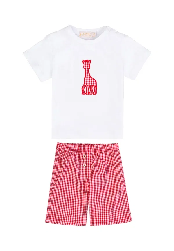 Комплект из футболки и шорт с узором Checked Sophie La Girafe Bright White, белый — фото 2