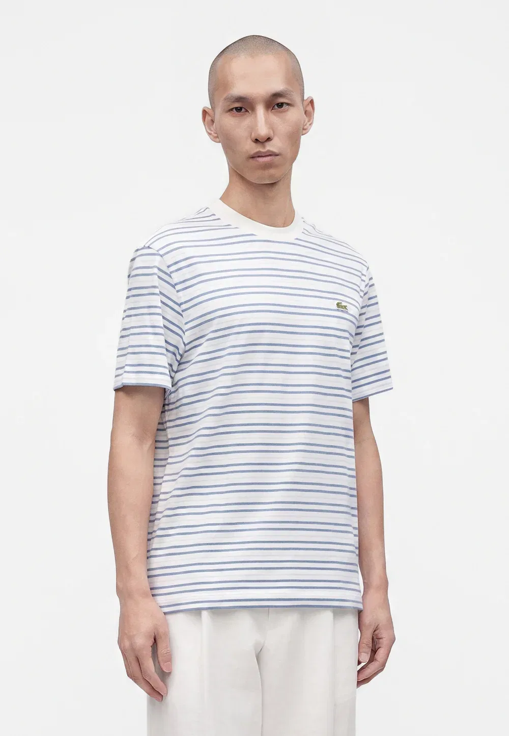 Футболка Lacoste с принтом, полосатая, голубой