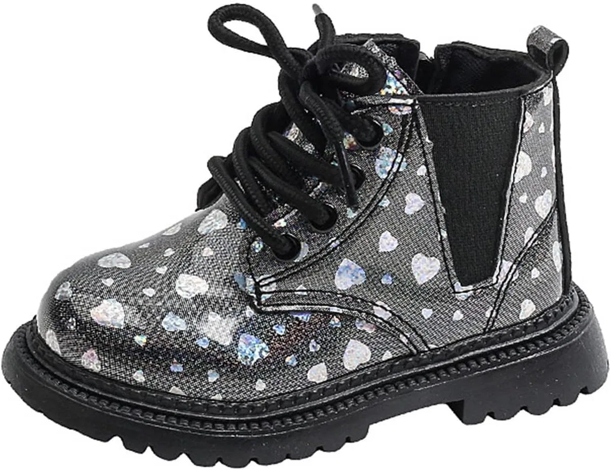 Детские ботинки для девочек с блестящей шнуровкой Zzalalana, Black