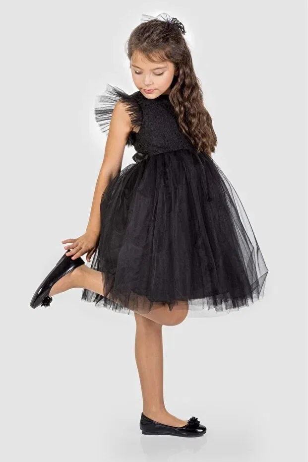 Детское платье для девочек кружевное Mnk Baby&Kids, Black — фото 2