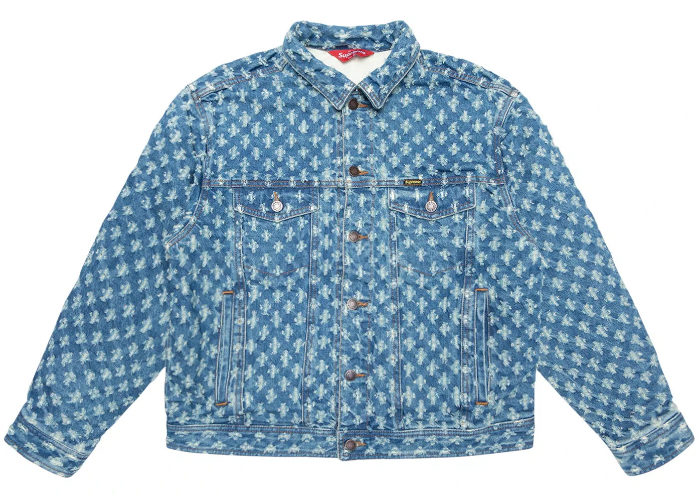 Мужская джинсовая куртка-тракер с перфорацией Supreme Hole Punch Denim Trucker Jacket, Blue — фото 2