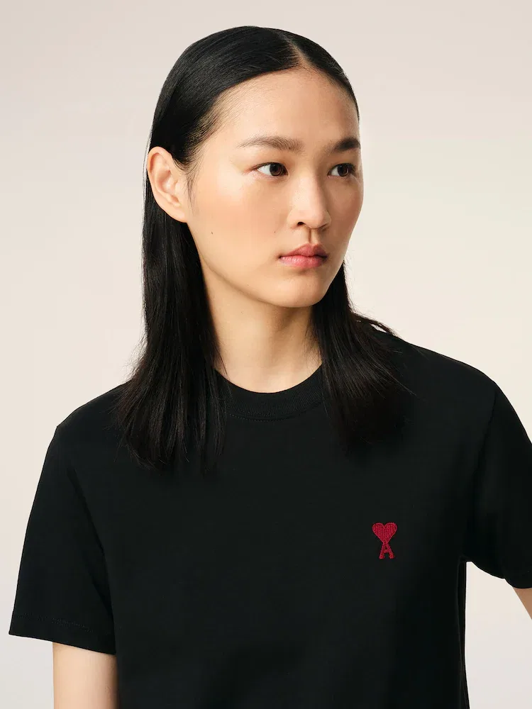 Футболка с классическим дизайном Red Adc Tshirt AMI PARIS, Black — фото 3