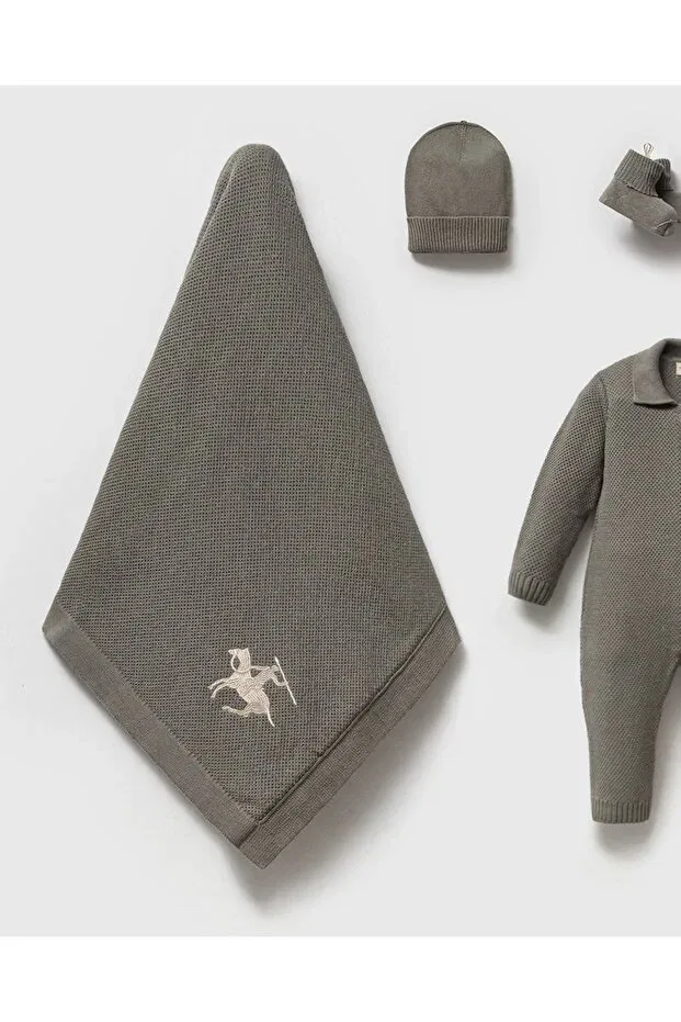 Детский комплект для новорожденных с вышивкой Ciritli horse Mert Baby, Khaki — фото 3