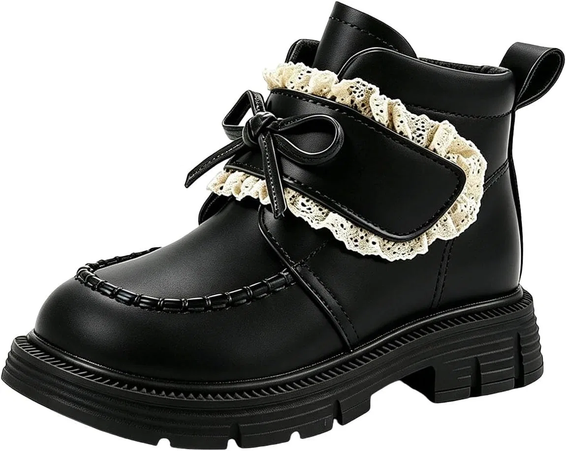 Детские ботинки для девочек с кружевным бантом Zzalalana, Black