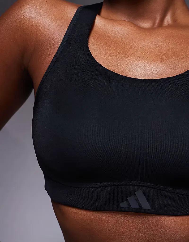 Спортивный бюстгальтер Adidas Training Optime с высокой степенью поддержки, черный — фото 4