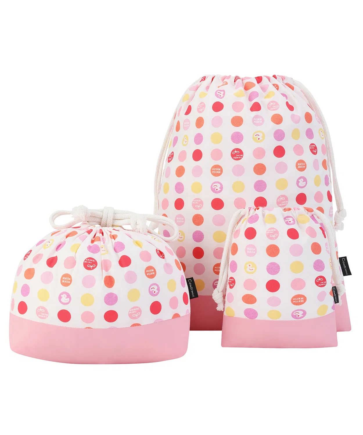 Детский комплект из 3 мешочков-кисетов с водоотталкивающей пропиткой, Light Pink, combimini