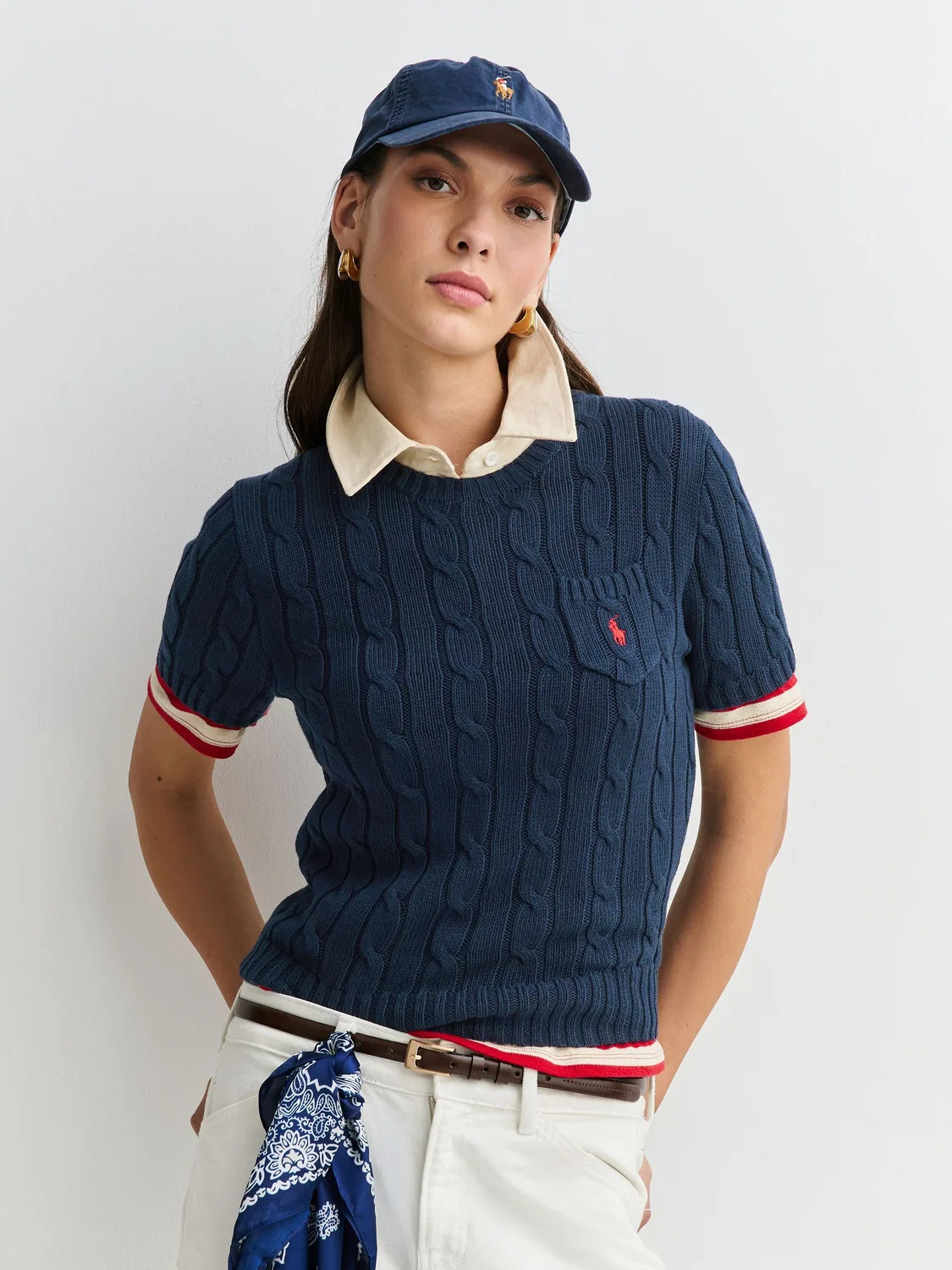 Джемпер с воротником-поло, хлопок Polo Ralph Lauren, синий