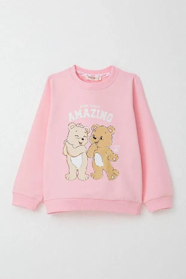 Детский спортивный комплект для девочек с принтом Fun Bears Breeze, Pink — фото 2