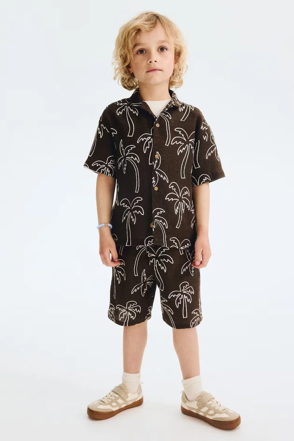 Хлопковый комплект из 2 предметов с принтом H&M, Dunkelbraun/Palmen — фото 2