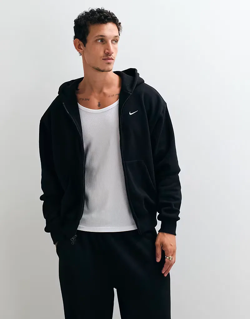 Толстовка Nike Solo Fleece оверсайз с двойной застежкой-молнией, черный