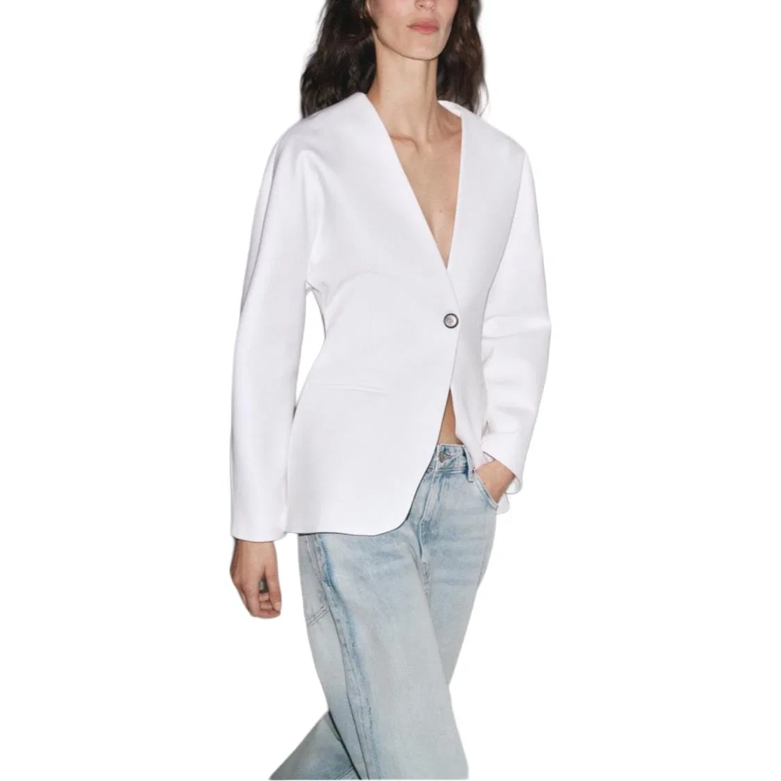 Женский деловой костюм с принтом ZW Series ZARA, Frosted White — фото 4