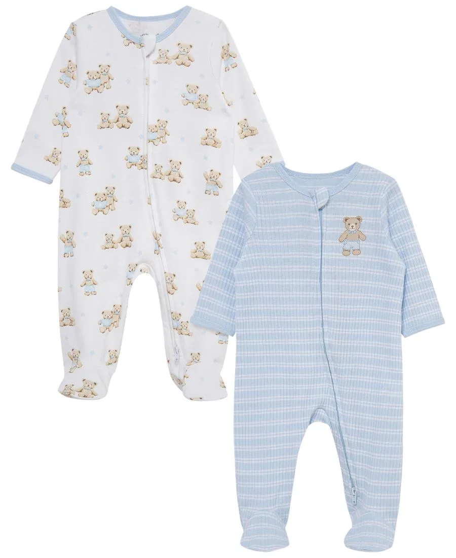 Комплект боди с длинным рукавом, с мишками Little Me, White/Blue