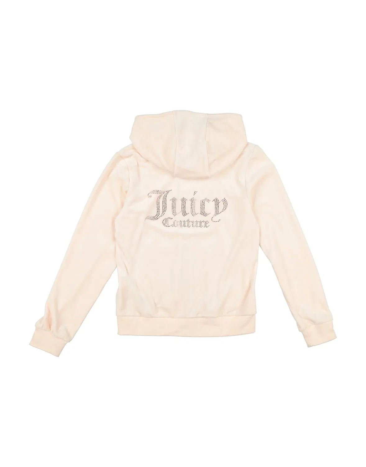 Детский свитшот на молнии с капюшоном из велюра Juicy Couture, светло-розовый — фото 2