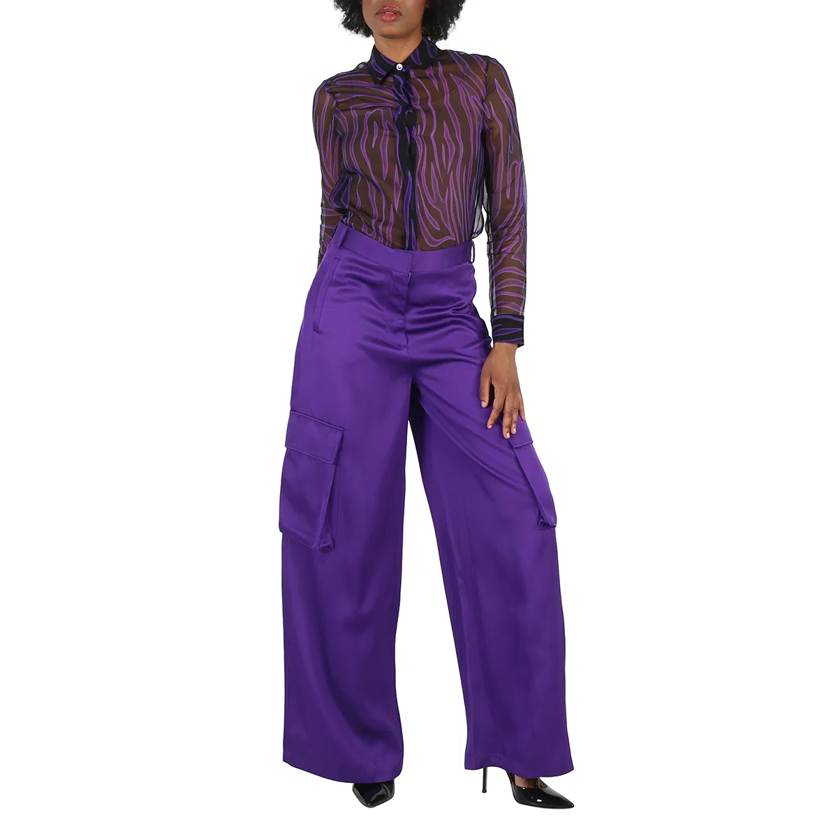 Широкие брюки-карго Versace, Bright Dark Orchid — фото 4