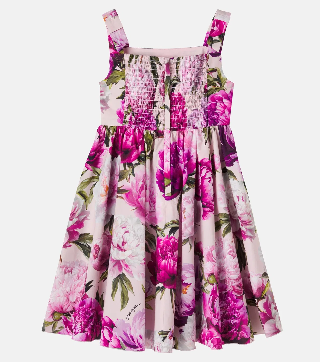 Нарядное платье из поплина с цветочным принтом Dolce&Gabbana Kids, розовый — фото 3