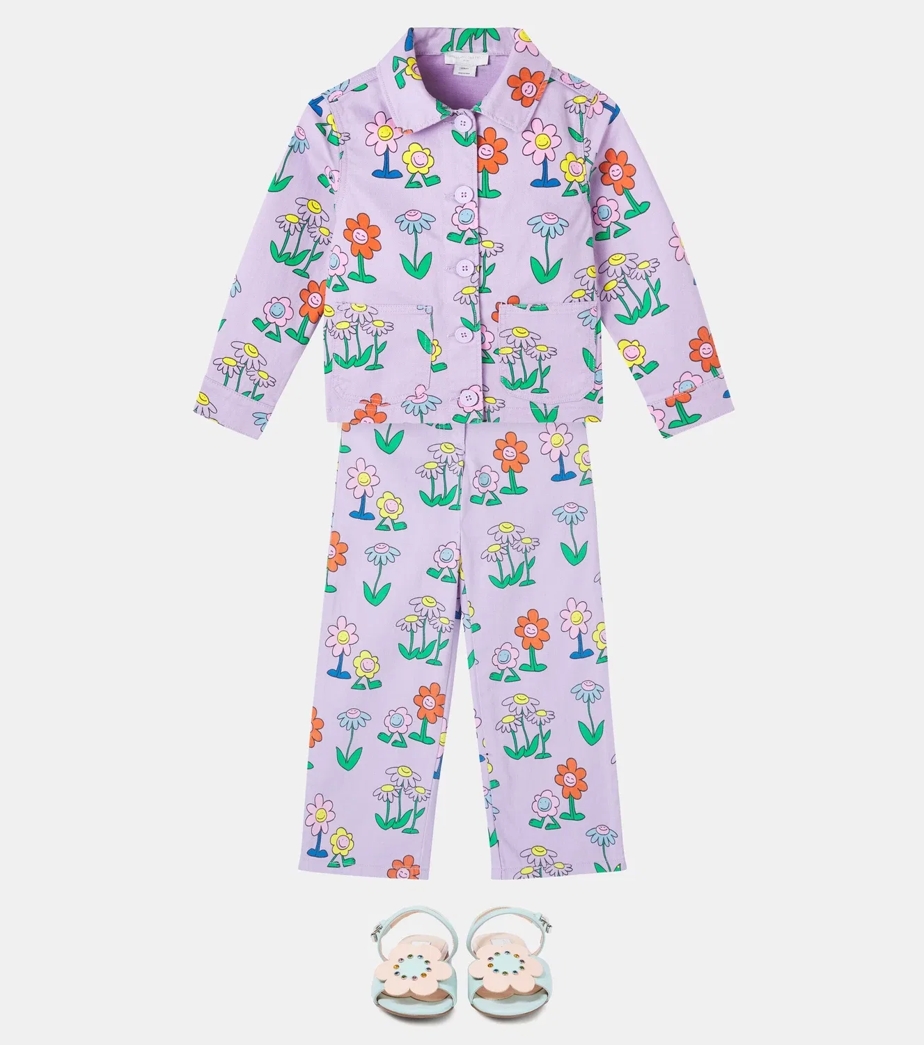 Брюки с цветочным принтом Stella Mccartney Kids, фиолетовый — фото 2