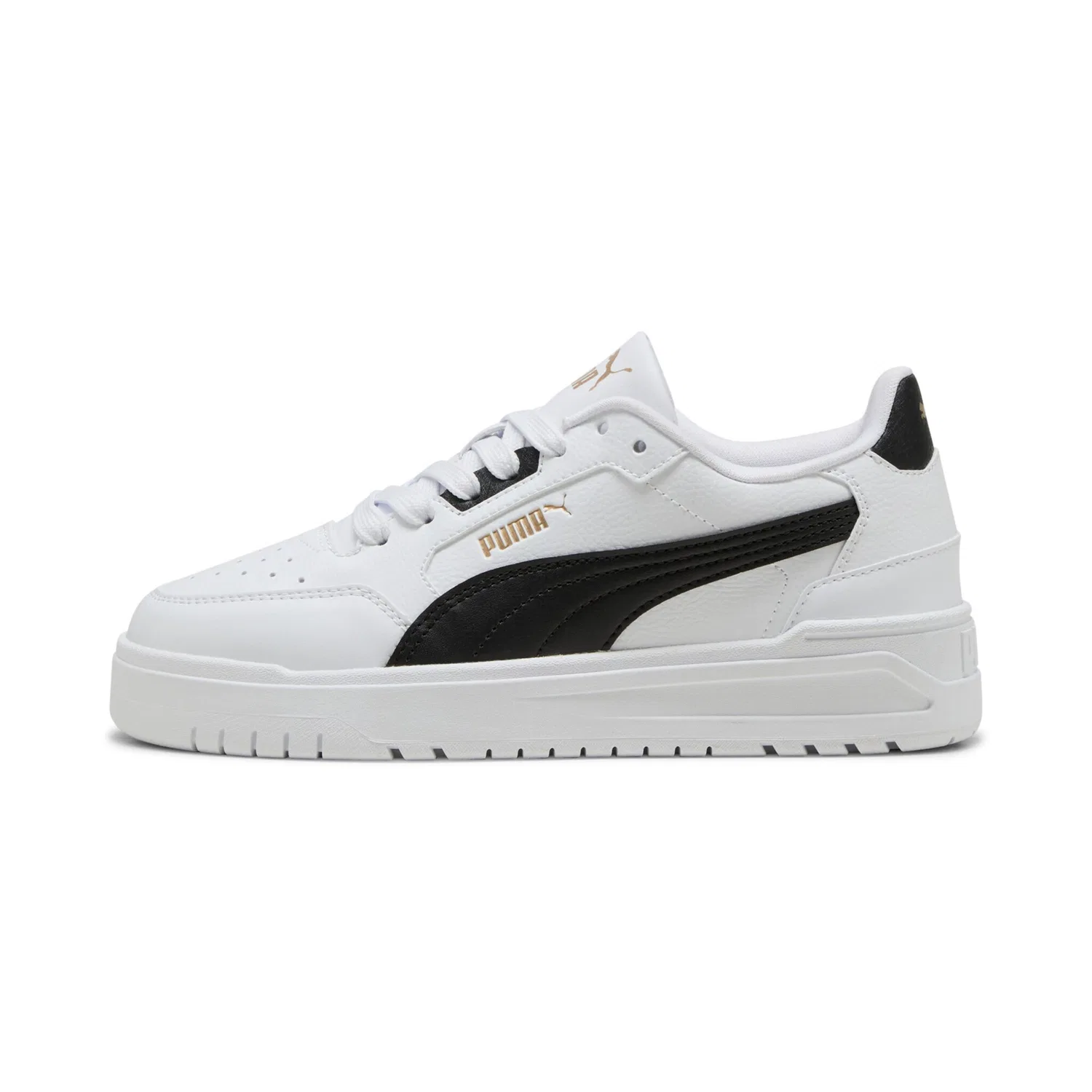 Детские кроссовки для спорта и повседневной жизни Shuffle Downtown PUMA, White/Black/Gold — фото 2