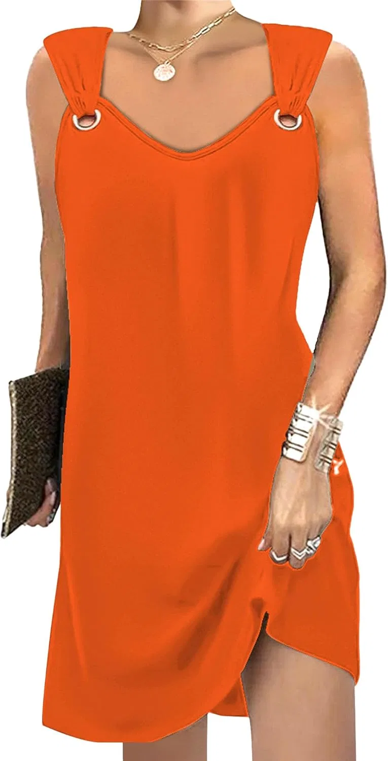 Женская пляжная накидка сарафан на бретелях, Orange Red