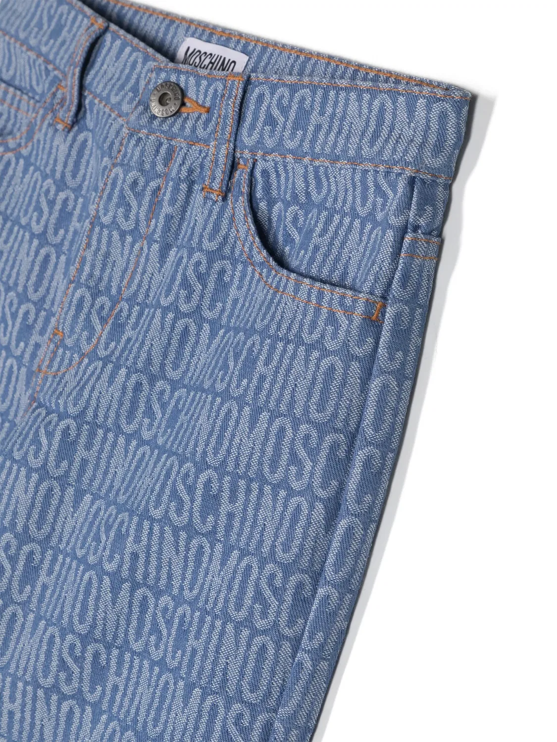 Джинсы с жаккардовым монограммом Boutique Moschino, синий — фото 3