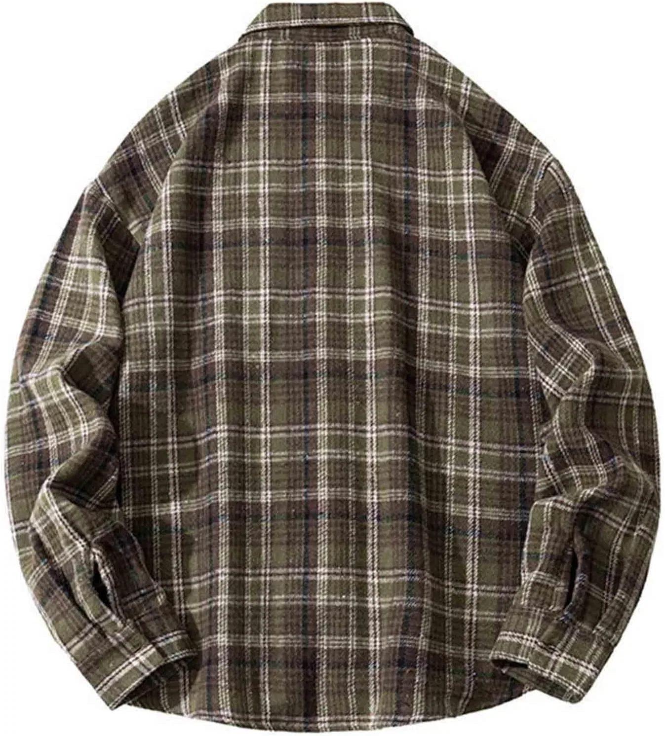 Мужская фланелевая рубашка с лацканом, Plaid Button Down, Army Green — фото 2
