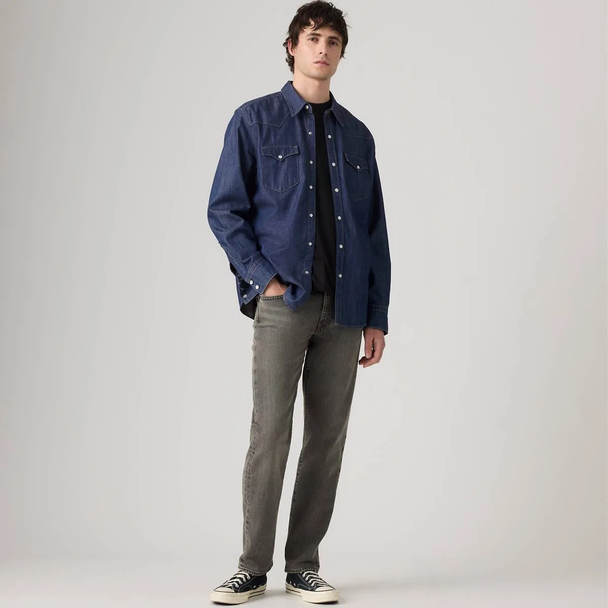 Мужские джинсы 502 зауженного кроя, из натуральной мягкой ткани Levi's, Granite Shadow - Grey