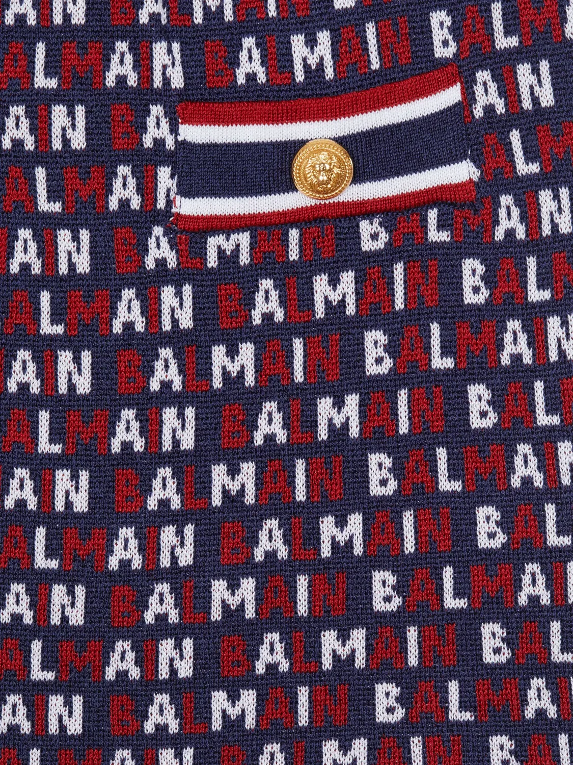 Юбка мини с логотипом А-силуэта Balmain, синий — фото 2