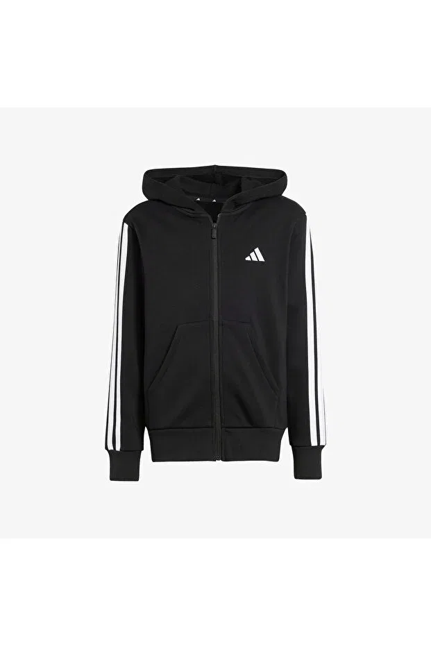 Детский спортивный костюм для девочек с капюшоном Essentials Full Zip Kids Black Tracksuit Top Adidas — фото 4