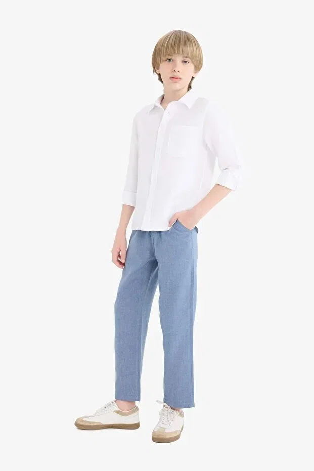 Детская рубашка для мальчиков с длинным рукавом Oxford Long Sleeve School Shirt Boy Defacto, White — фото 2