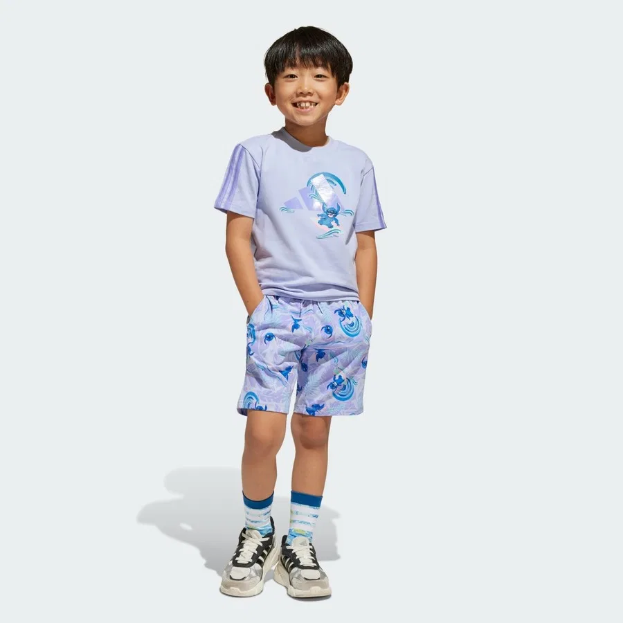 Комплект футболки и шорт с принтом Lilo & Stitch adidas, Фиолетовый — фото 2