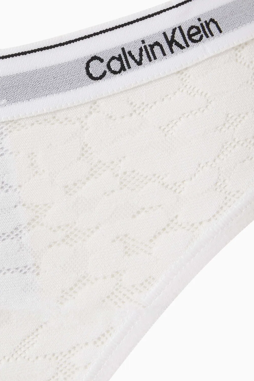 Calvin Klein Трусы-стринги с высокой посадкой в леопардовом кружеве, белый — фото 3