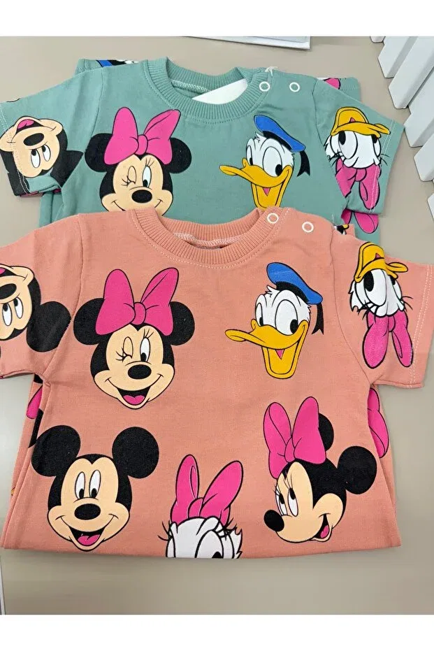 Детский комбинезон с принтом Mickey Mouse, Pink-Green — фото 3