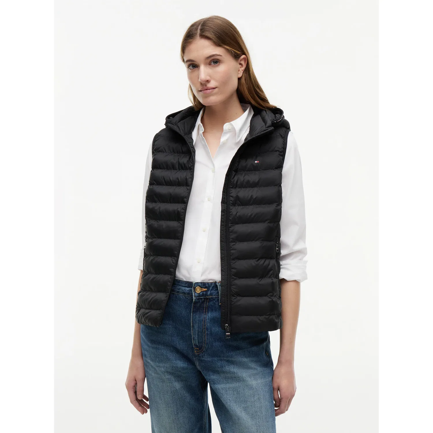 Женская стеганая жилетка с капюшоном Tommy Hilfiger, Black