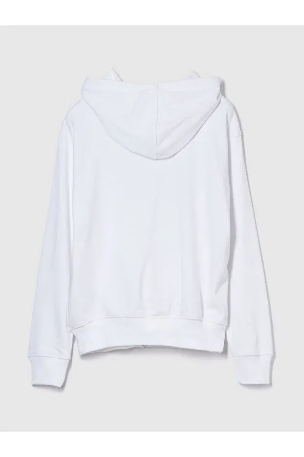 Женские свитшот с принтом Relaxed Zippered Sweatshirt Gap, White-002 — фото 4