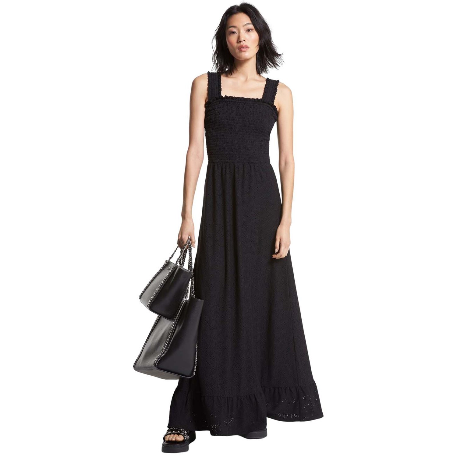 

Платье Michael Michael Kors Paisley Eyelet Smocked Woven, черный