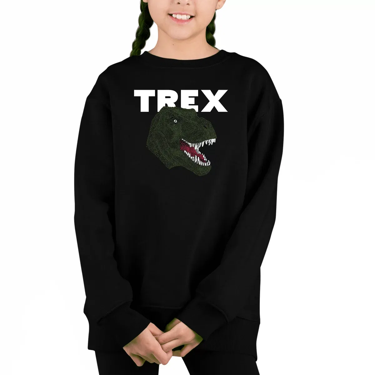 Детский свитшот для девочек с принтом T-Rex Head LA Pop Art, Black