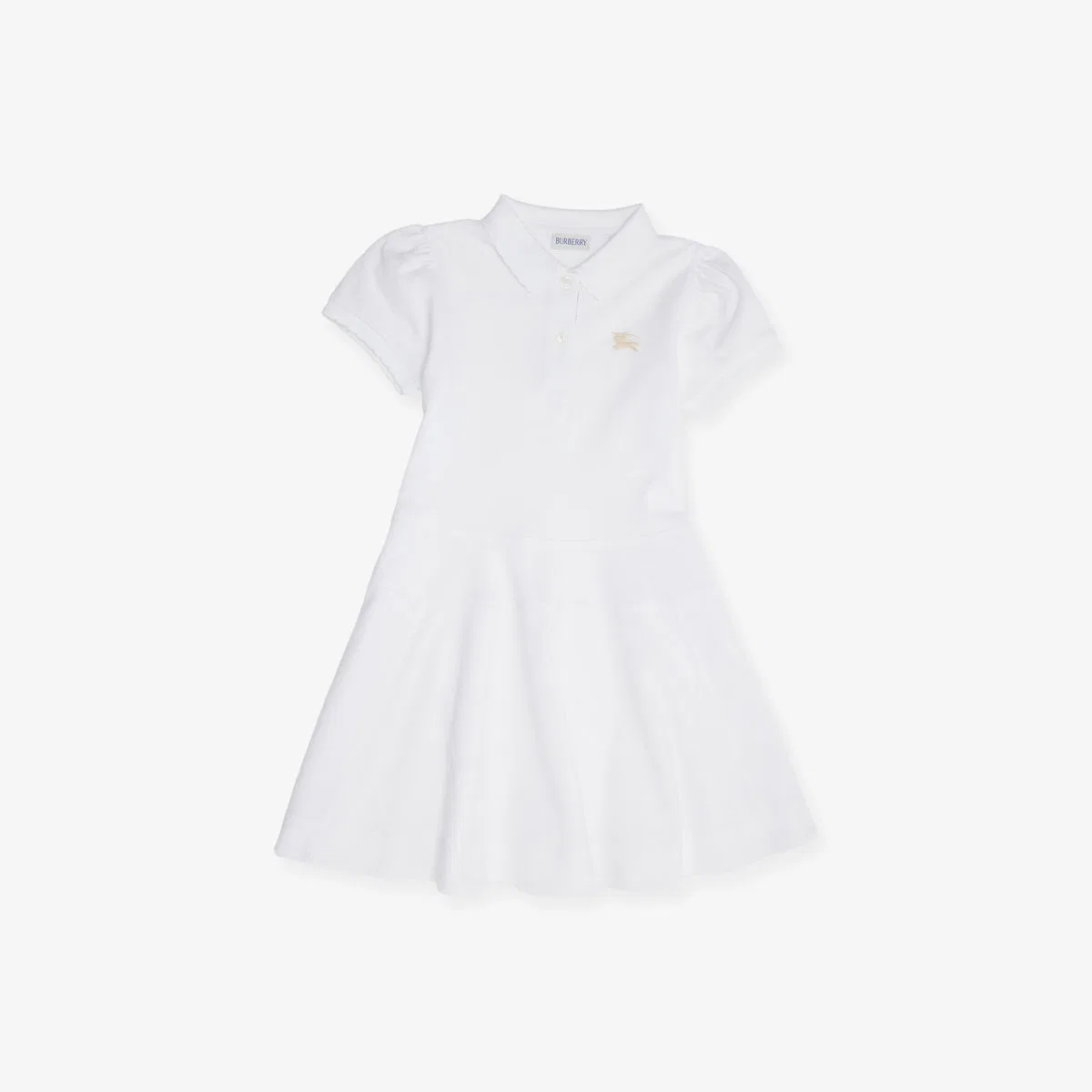 Хлопковое платье Astrid с вышитым логотипом, возраст 4-14 лет Burberry, белый