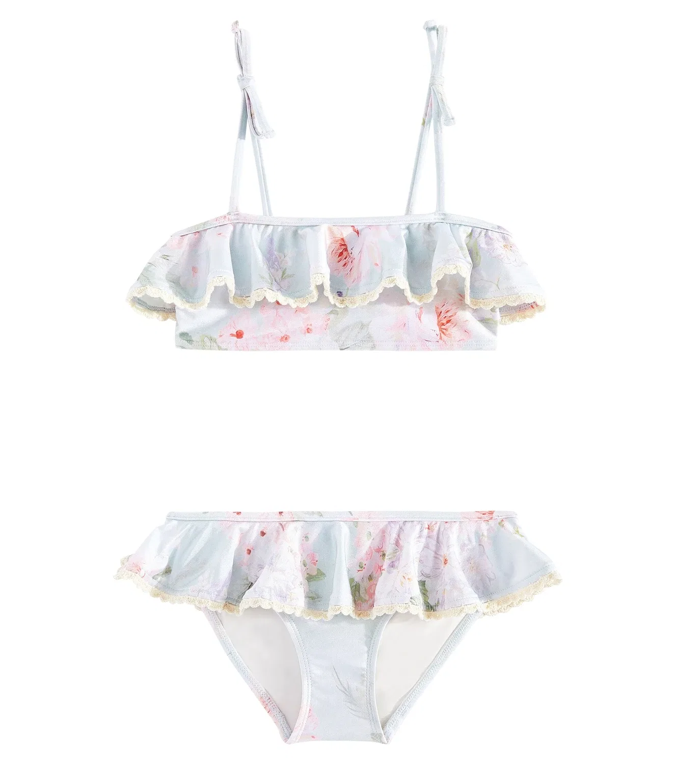 Раздельный купальник с цветочным принтом Zimmermann Kids, синий
