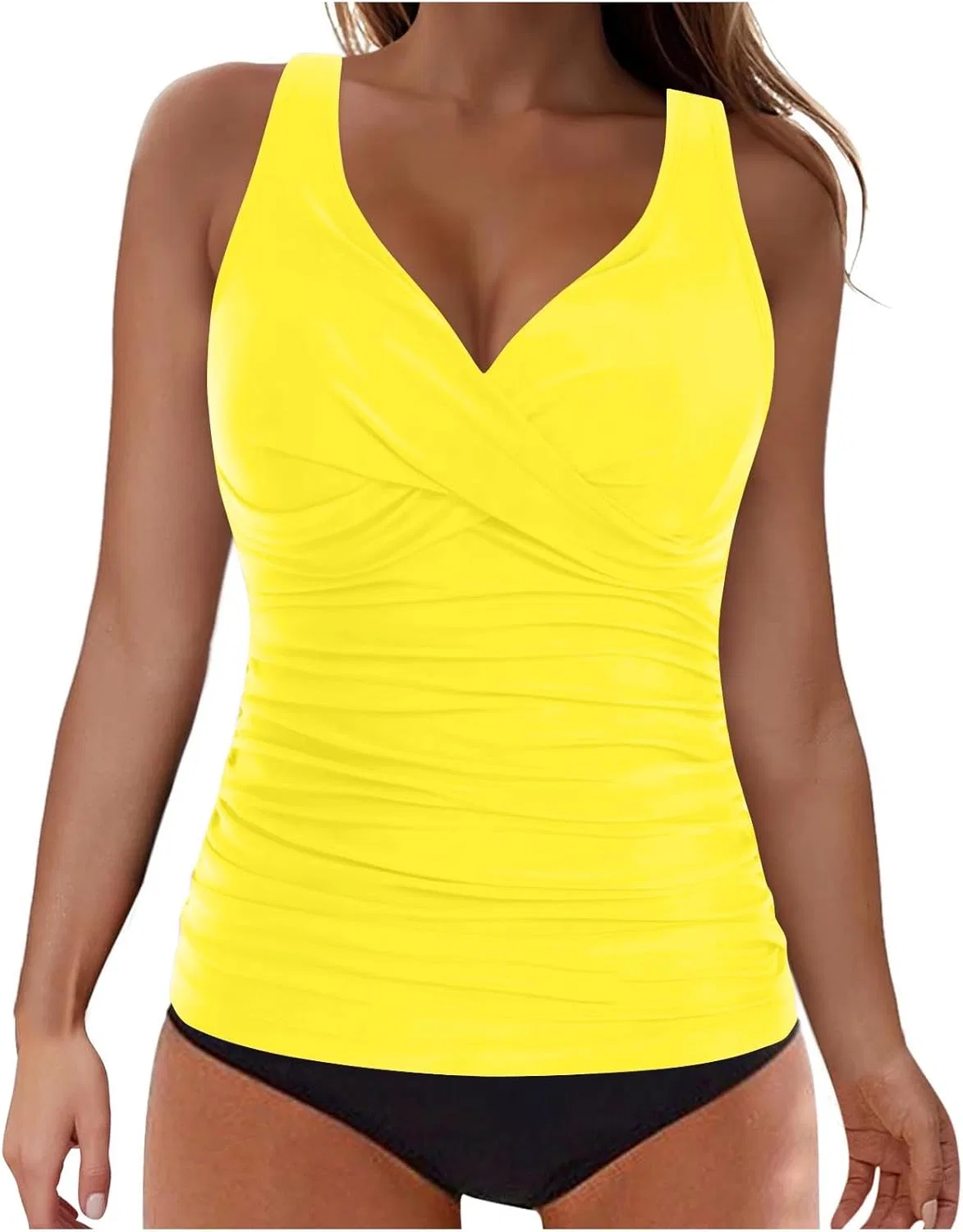 Женский танкини с шортами V-образным вырезом Wrap Yellow