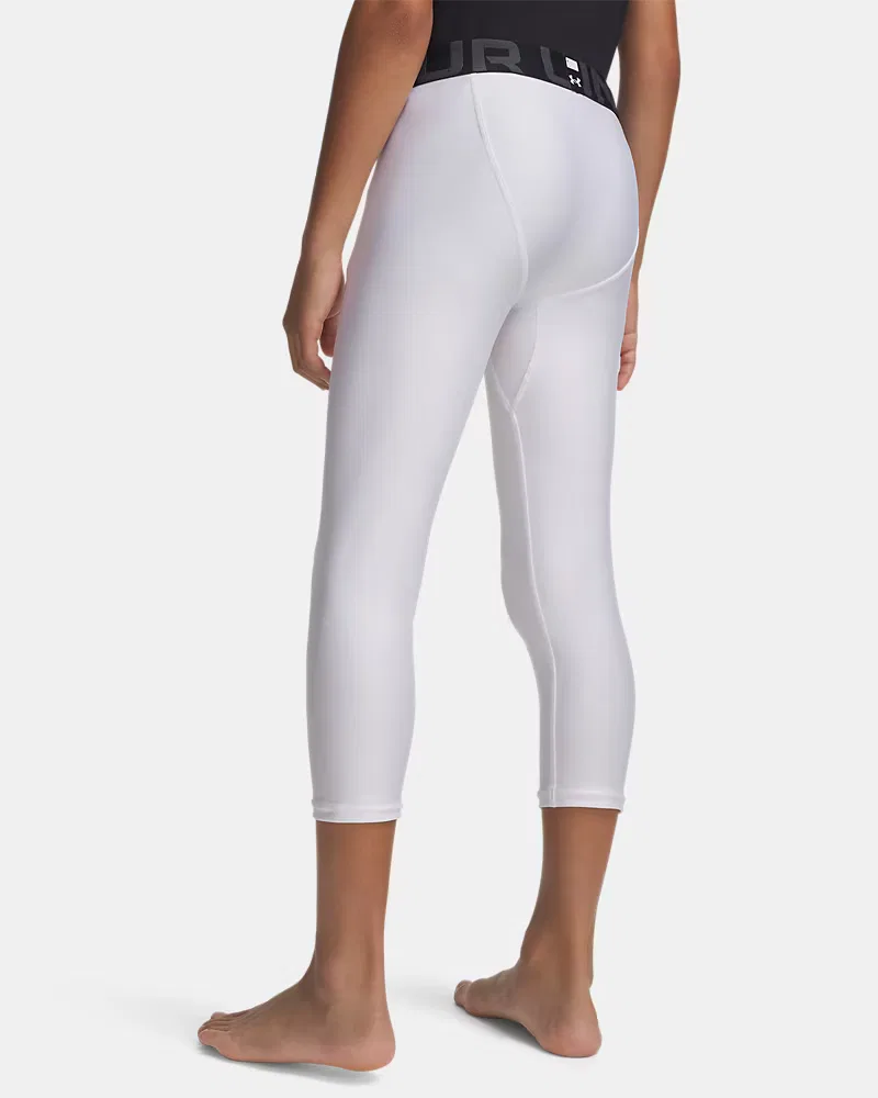 Леггинсы ¾ детские, длина по внутреннему шву 46 см, влагоотводящие HeatGear Armour UnderArmour, White/Black — фото 2