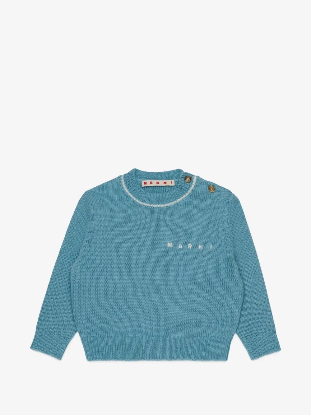 Свитер с вышитым логотипом и пуговицами Marni Kids, синий