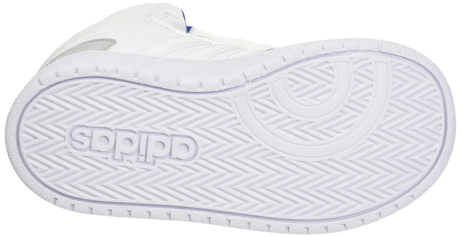 Детские кроссовки для мальчиков с липучками Hoops Mid 2.0 I Adidas, White Blue Ftwbla Ftwbla Azurea — фото 4
