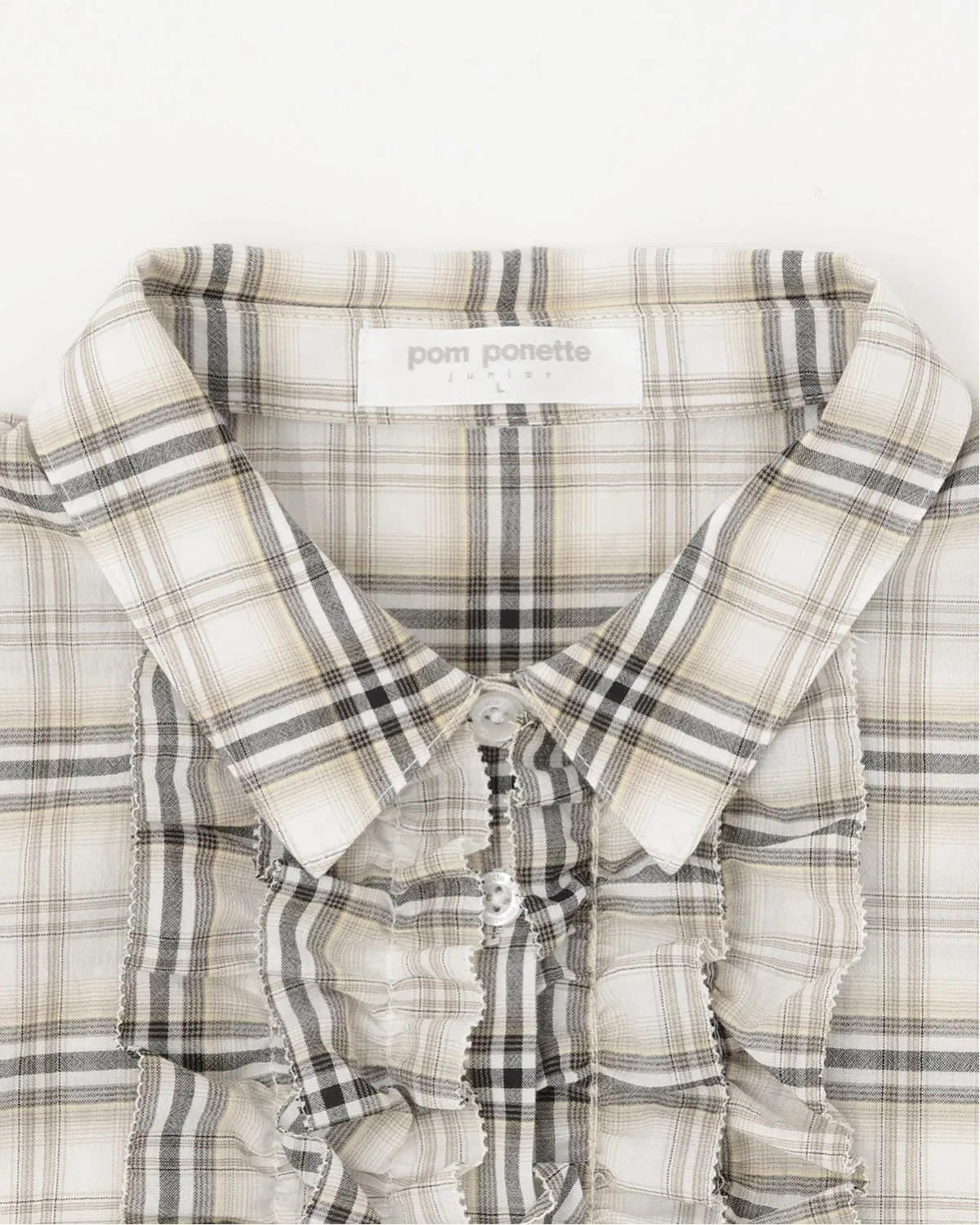 Детская блузка с рюшами с длинным рукавомpom ponette junior, Off White — фото 3