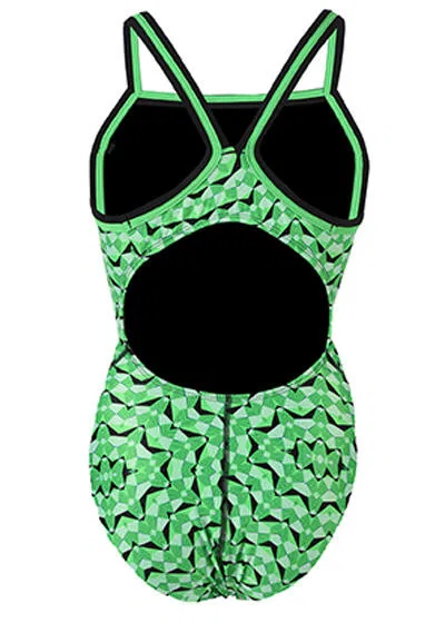 Детский купальник для девочек с принтом Green Optik Dolfin, Grun Fluoreszierendes Grun — фото 2