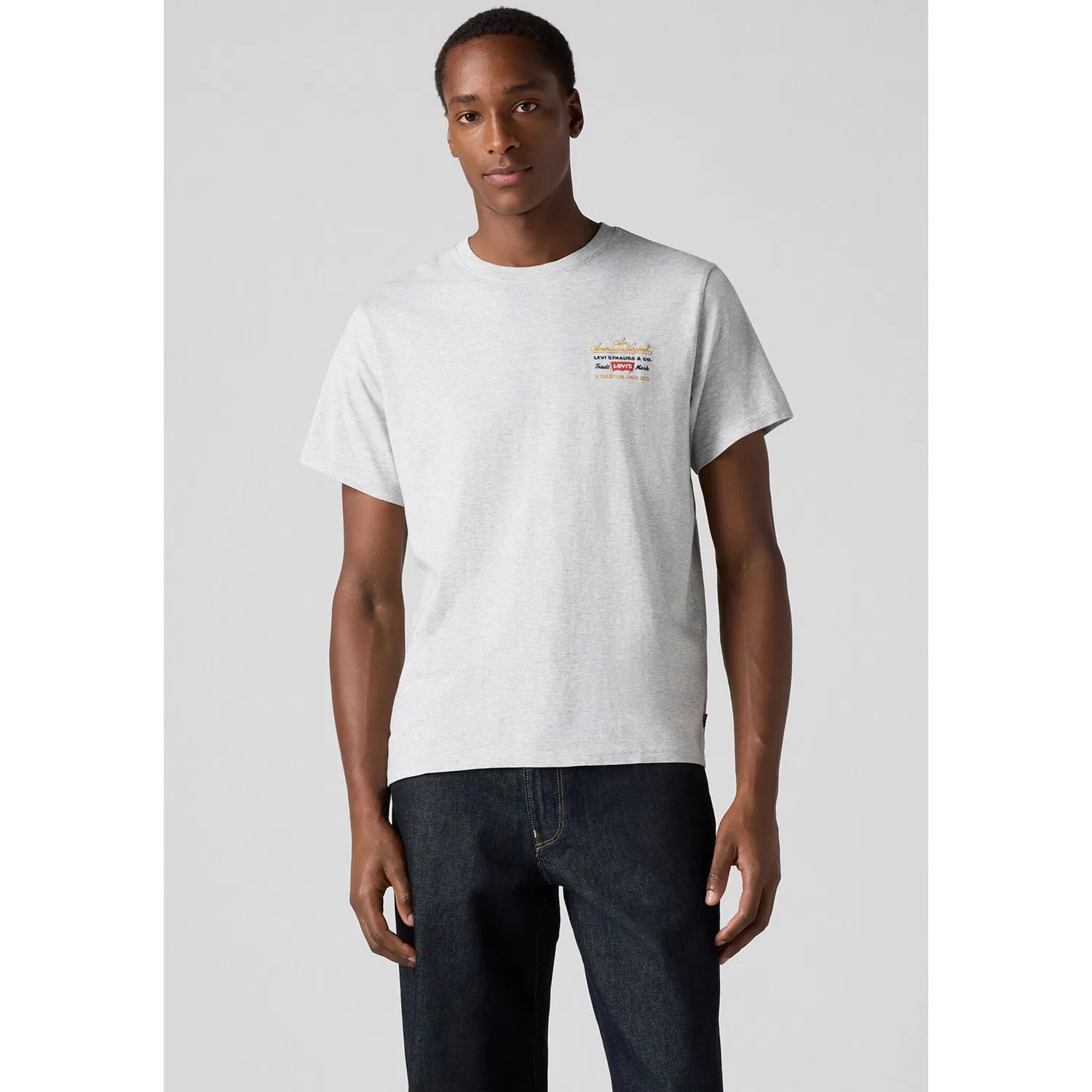 Мужская хлопковая футболка с круглым вырезом Levi's, Grey — фото 2