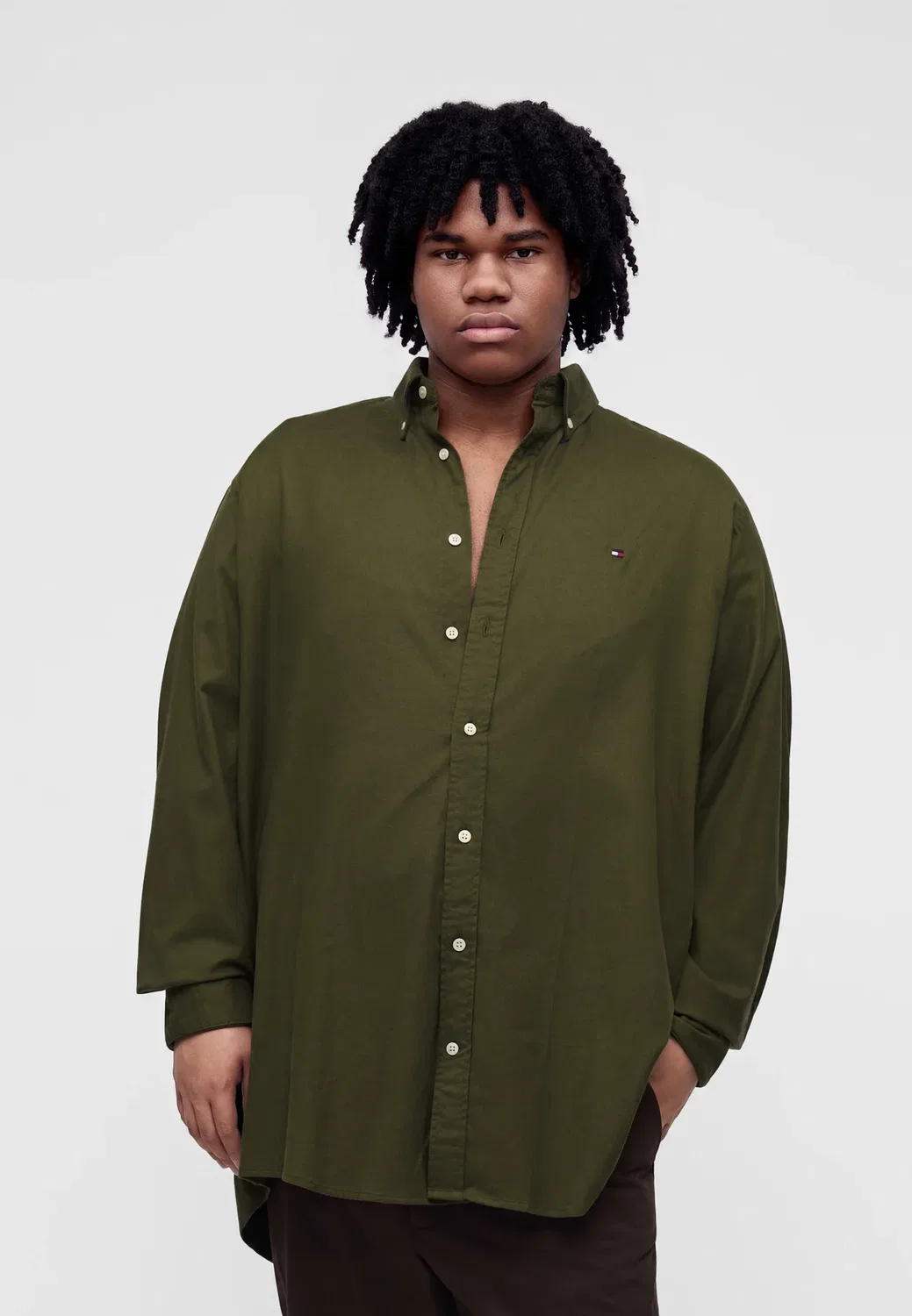 Однотонная - рубашка Tommy Hilfiger, Huntsman Green — фото 4