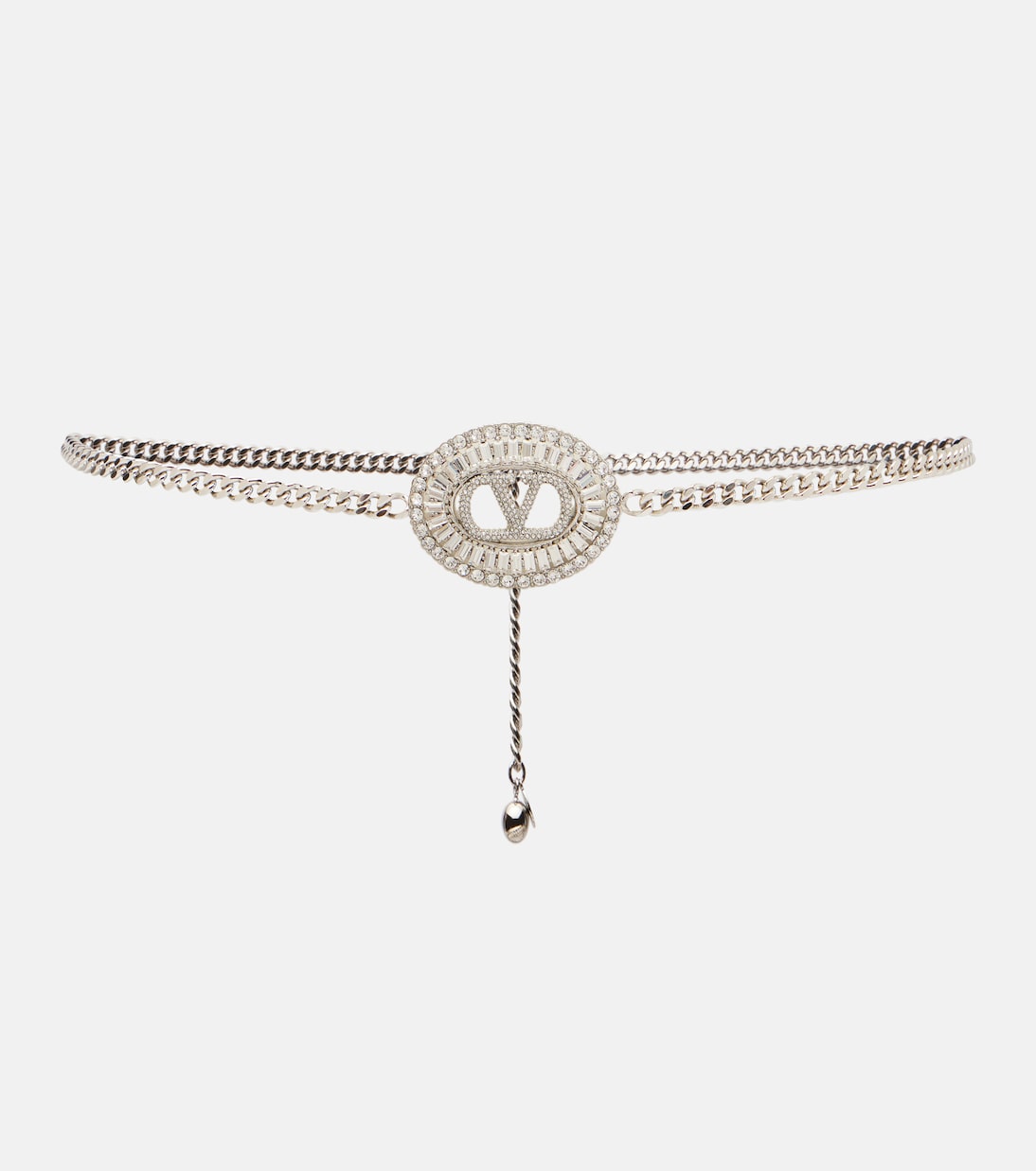 

VLogo пояс с цепью и кристаллами Valentino, Palladium/Crystal