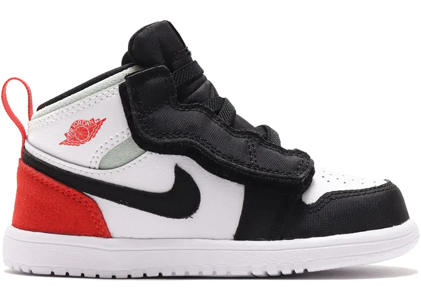 Детские кроссовки без шнурков Jordan 1 Mid Alt Jordan, White/Track Red-Black-Igloo