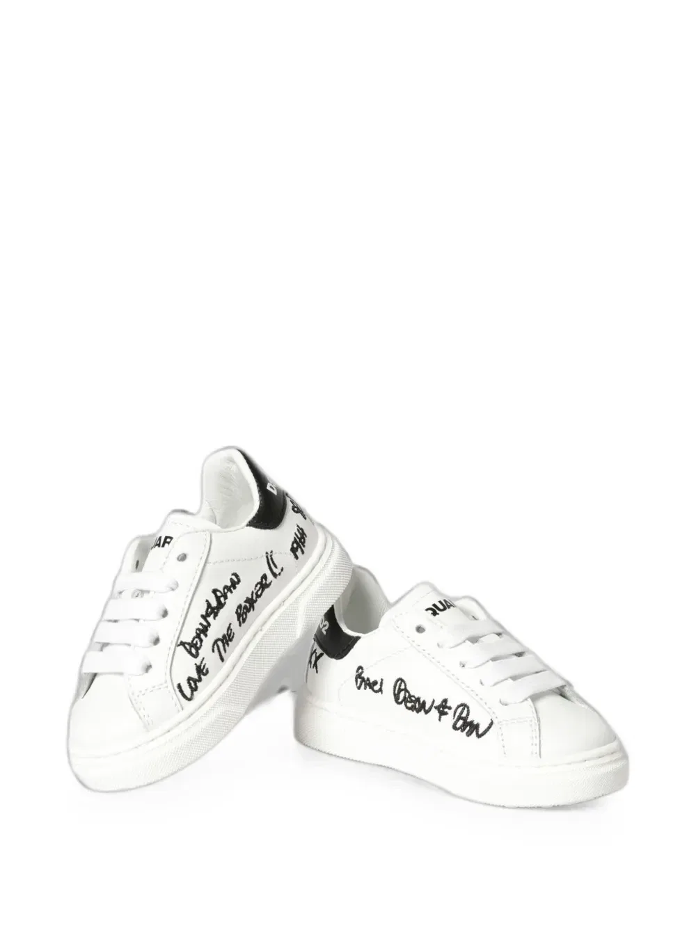 Кожаные кроссовки с кленовым листом Dsquared2 Kids, белый — фото 4